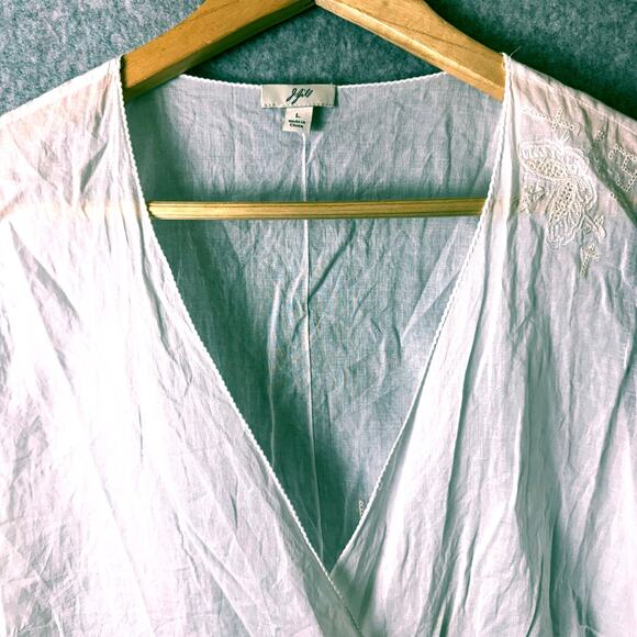 J.Jill Wrap Top Women’s Large Sheer Embroidered Butterfly Sleeveless Boho Blouse - Picture 3 of 14